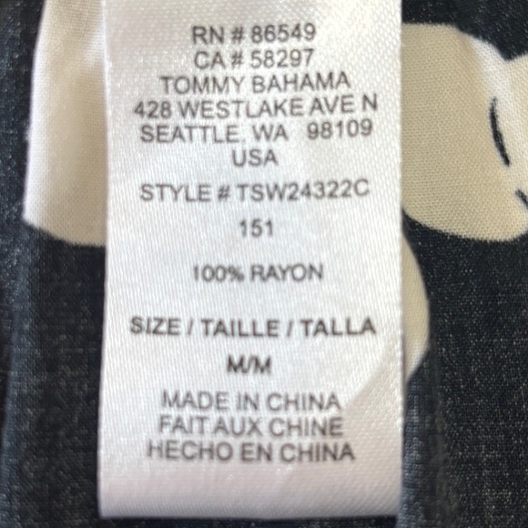 Tommy Bahama Short Black and White Floral Scoop Neck Dress - Picture 4 of 6